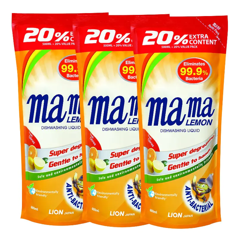 Mama Lemon Dishwashing Liquid Refill Citrus 3sX600ml