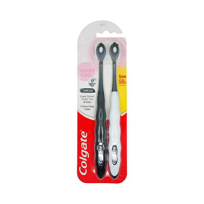 Colgate Cushion Clean Charcoal Toothbrush 2s 