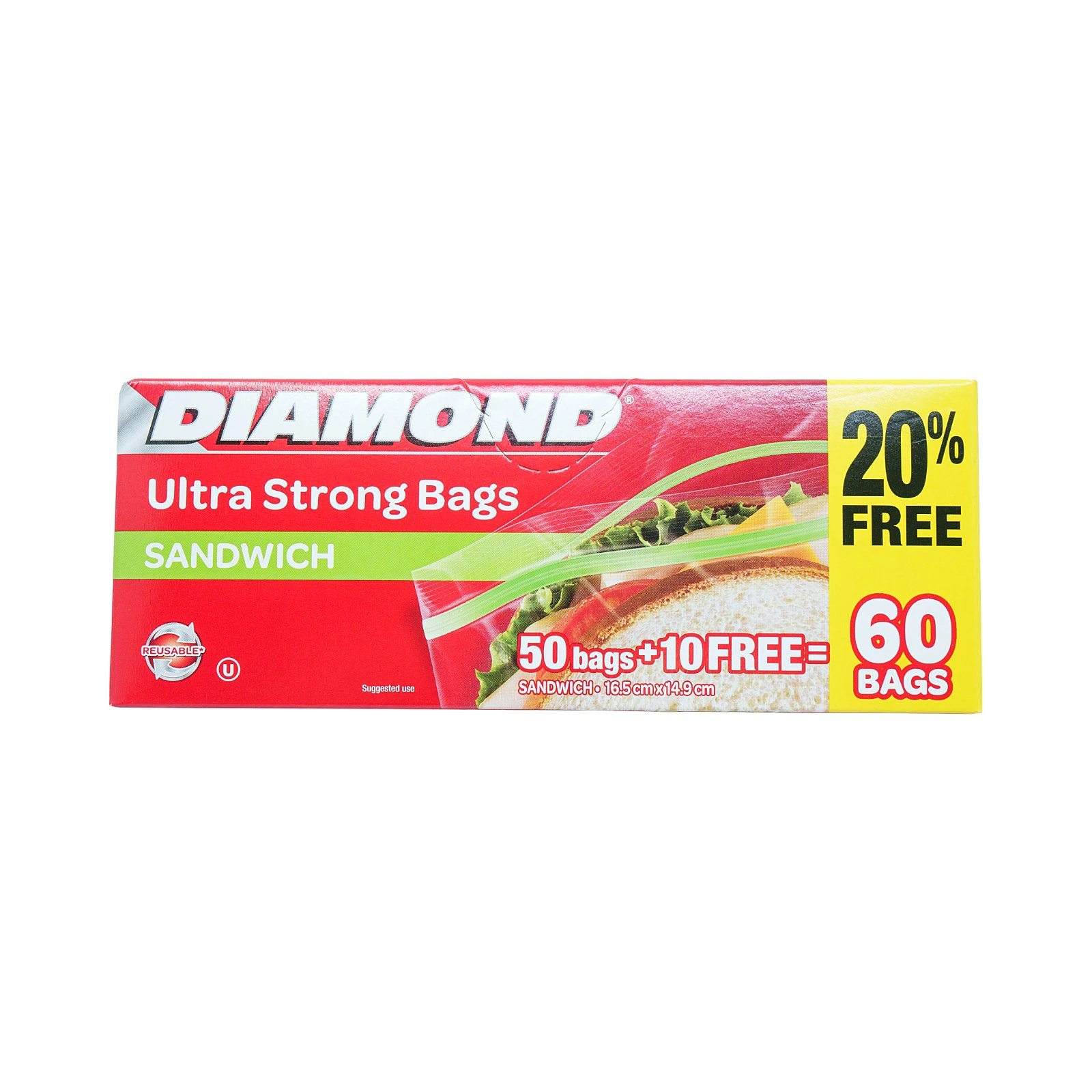 Diamond Sandwich Zipper Bag x 50pcs