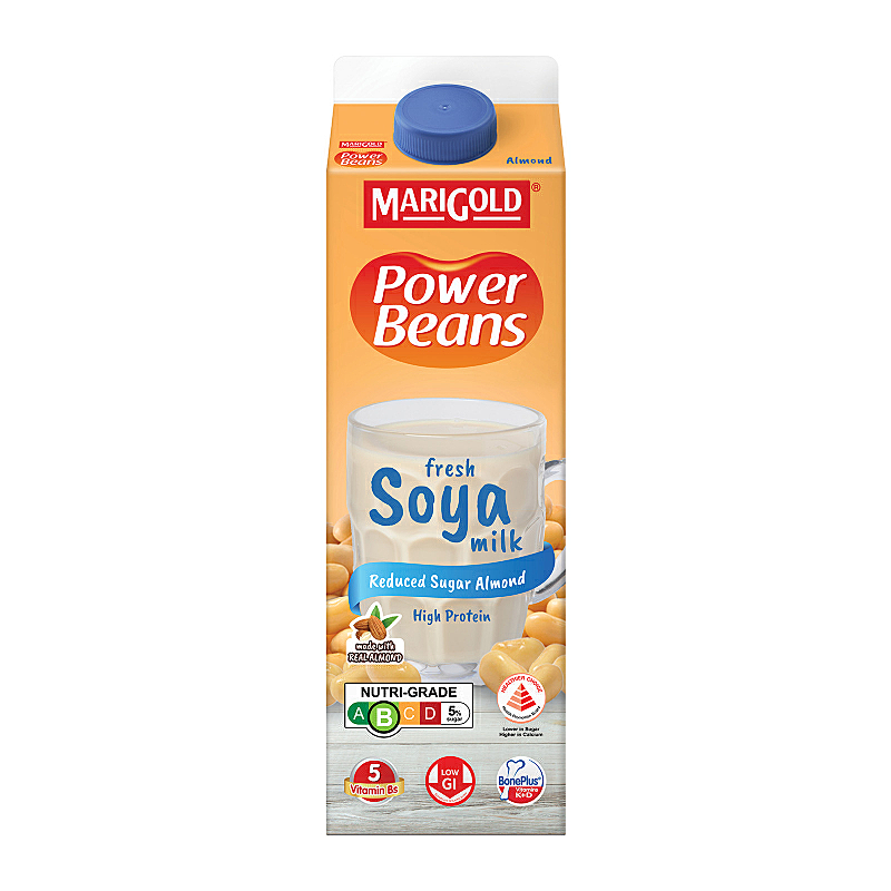 Marigold Soya Milk Reduced Sugar Almond, 946ml