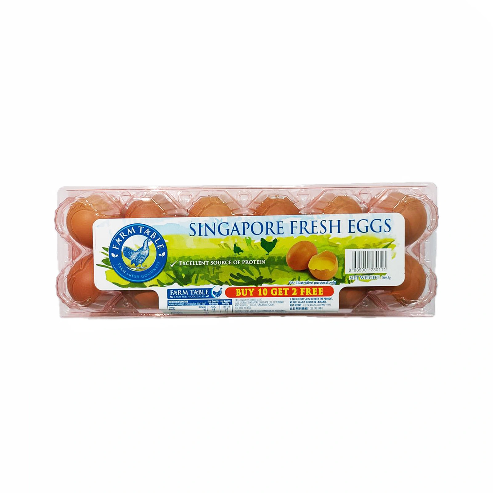 Farm Table Fresh Eggs (10+2Free) 660g