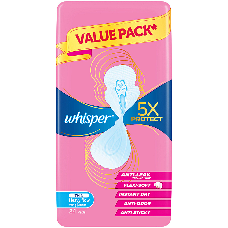 Whisper 5X Protect Thin Heavy Flow Wing 28cm 24s
