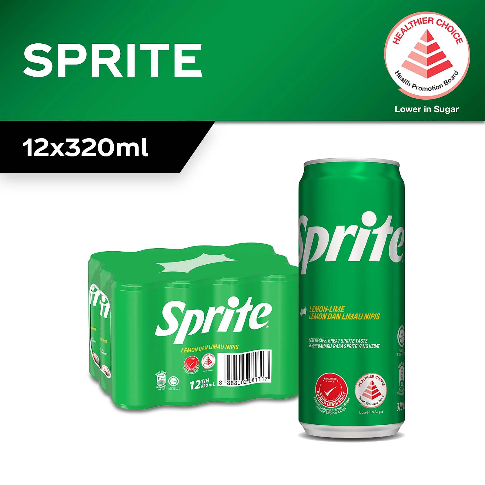 HALAL Sprite Lemon-Lime Carbonated Drink 12s 320ml