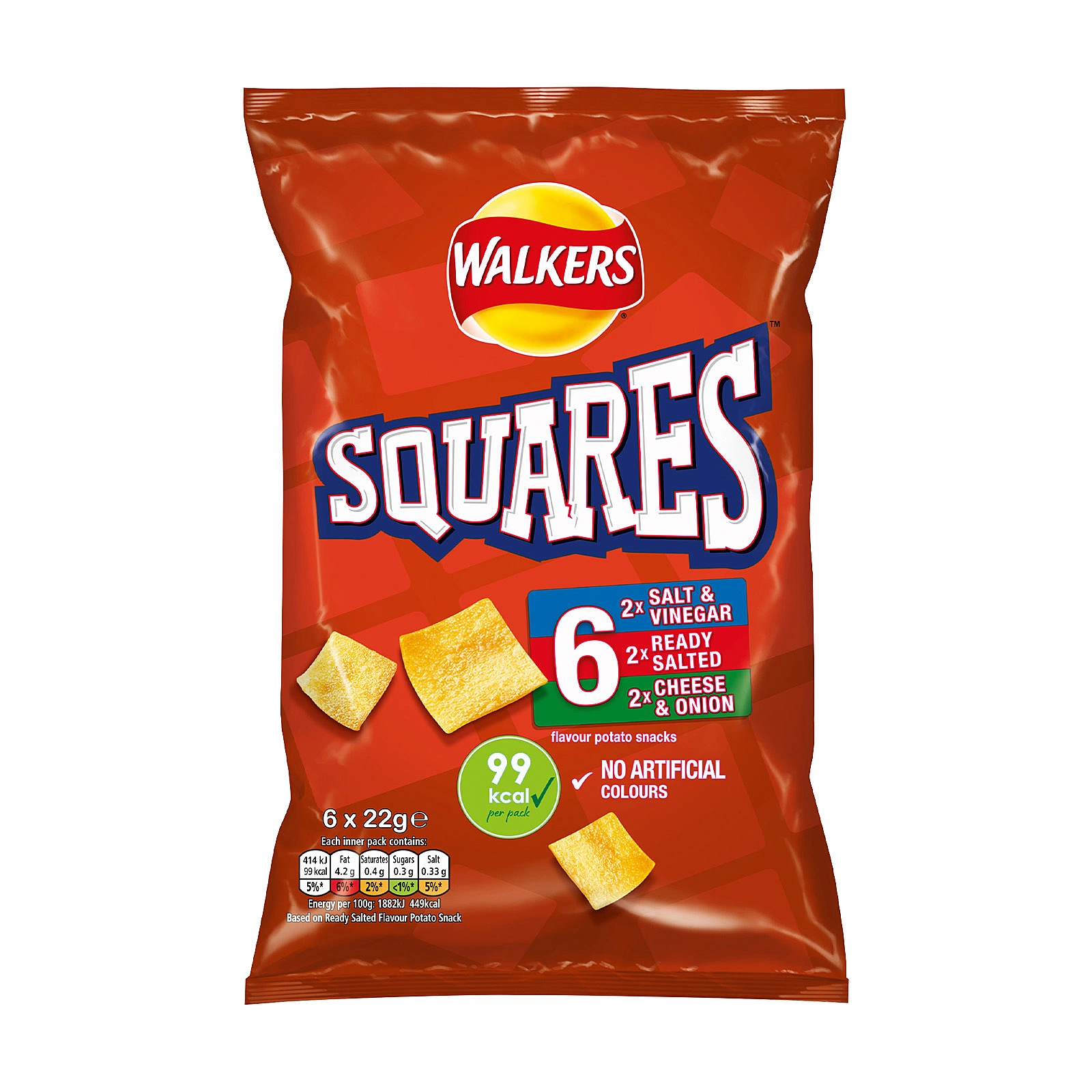 Walkers Squares Variety 6pack 22g