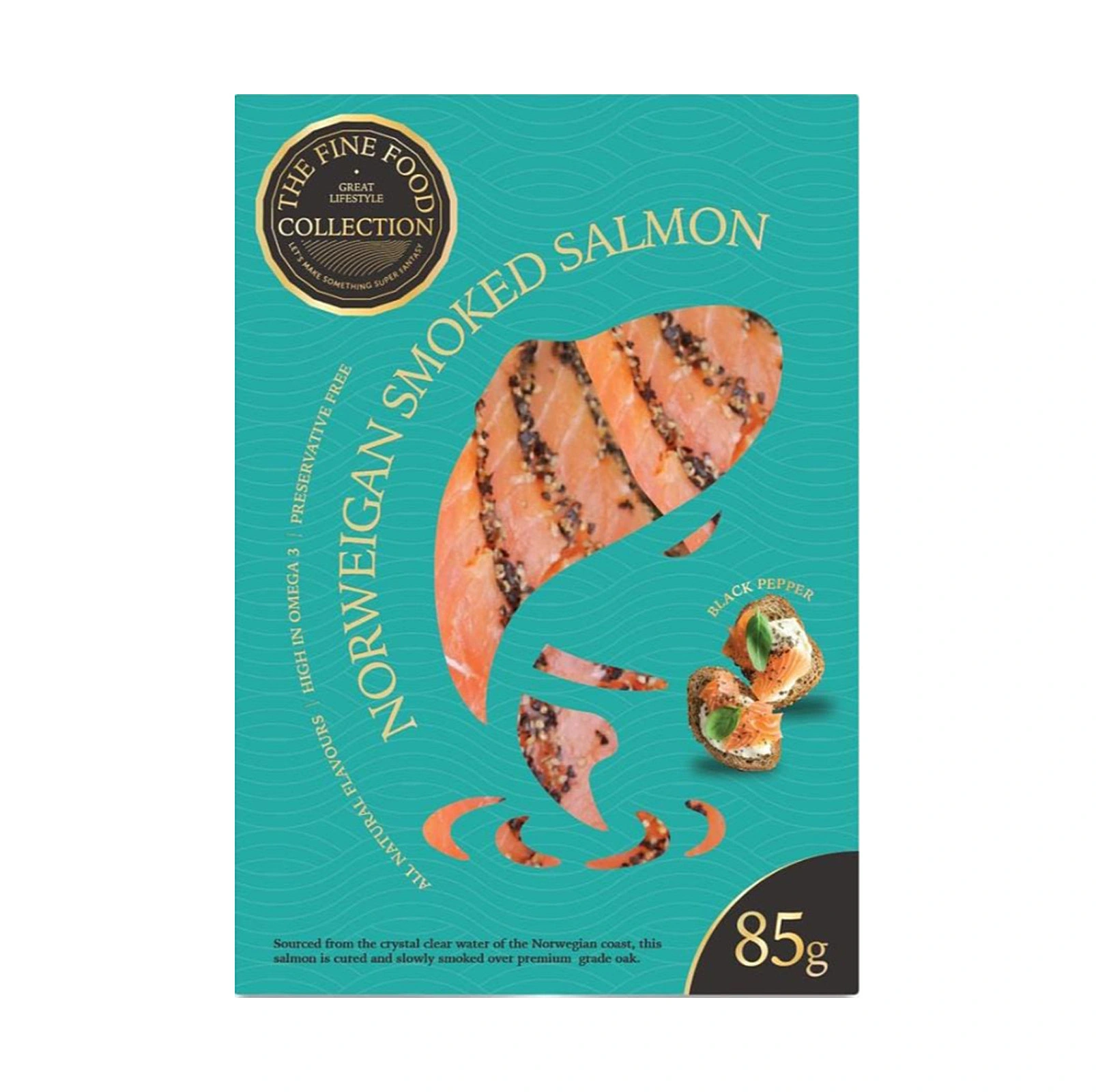 The Fine Food Collection Black Papper Smoked Salmon 85g