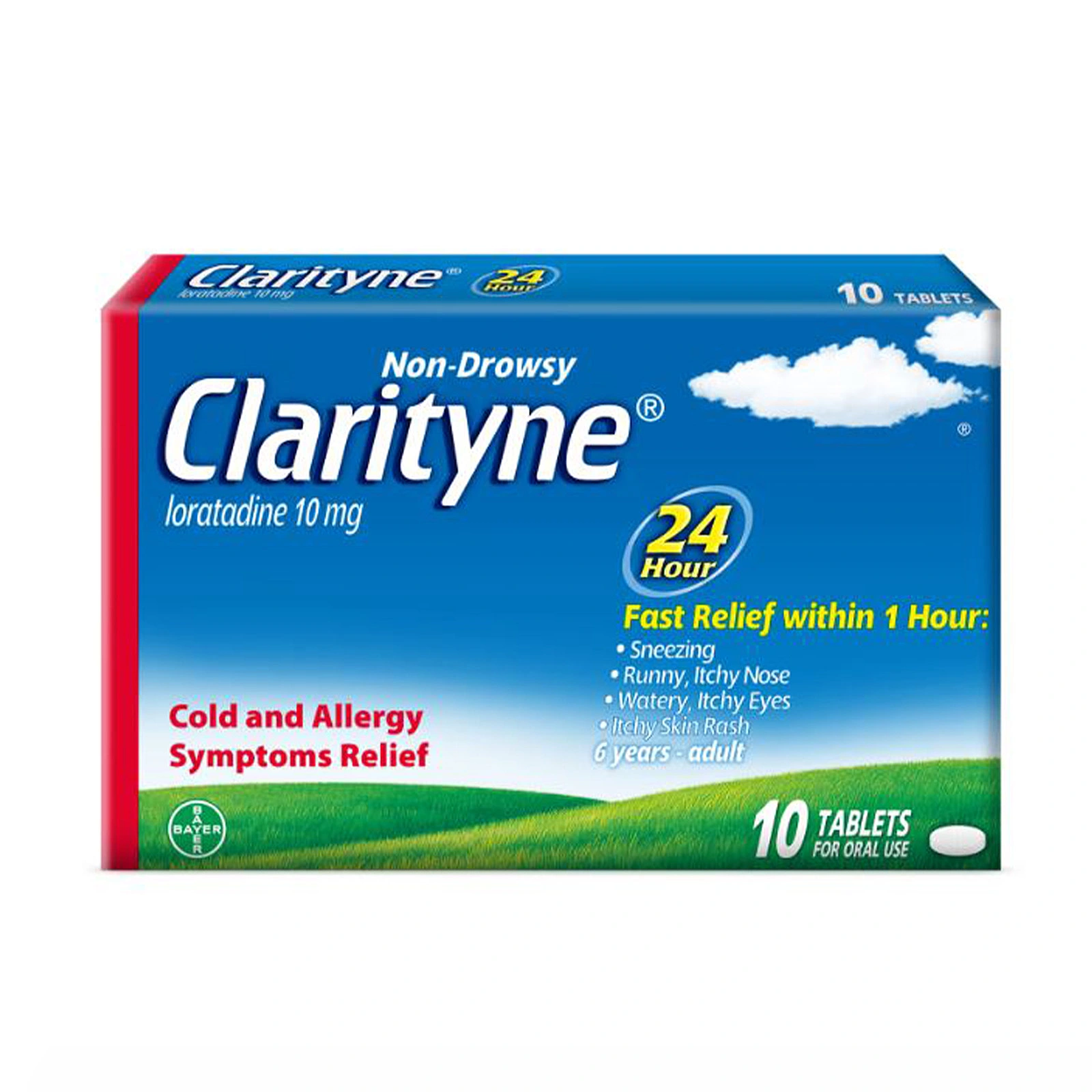 Clarityn Non-drowsy 24H Allergy Relief, 10 tablets .